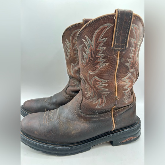 Ariat Heritage Stockman Western Boots Brown Leather Men’s Size 9 Cowboy - Picture 2 of 9